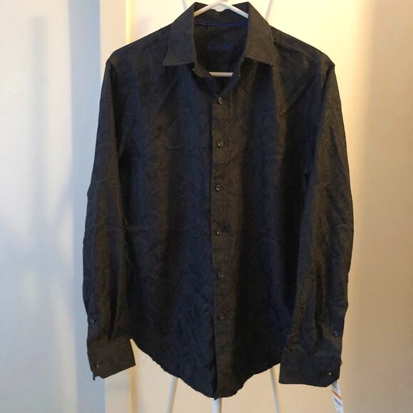 TASSO ELBA MEN’S PAISLEY BUTTON-UP SHIRT WESTERN COWBOY BLACK SIZE S NWT - Picture 1 of 12
